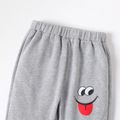 Kid Boy Casual Face Graphic Print Fleece Lined Elasticized Pants Grey image 4