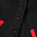 Kid Girl Batwing Button Ear Design Colorblock Hooded Jacket Black image 3