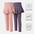 Activewear Toddler Girl Solid Color Ruffled Skirt Leggings pink image 2