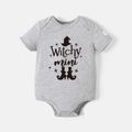Go-Neat Water Repellent and Stain Resistant Halloween Mommy and Me Witch Hat & Letter Print Short-sleeve Tee Grey