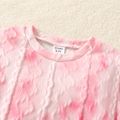 2pcs Kid Girl Tie Dyed Textured Pullover Sweatshirt and Pants Set Pink image 3