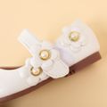 Toddler / Kid Faux Pearl Floral Decor Mary Jane Flats White