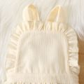 Baby Girl Solid Corduroy Ruffle Trim Overalls OffWhite image 4