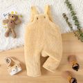 Baby Boy Bear Ears Detail Embroidered Fuzzy Overalls Apricot