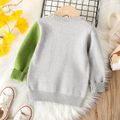 Toddler Boy Playful Dinosaur Patern Colorblock Knit Sweater Grey image 2