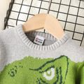 Toddler Boy Playful Dinosaur Patern Colorblock Knit Sweater Grey image 3