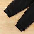 2pcs Baby Girl Letter Embroidered Black Long-sleeve Zipper Sweatshirt and Sweatpants Set Black image 5