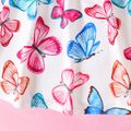 2pcs Baby Girl 100% Cotton Long-sleeve Ruffle Jacket and Allover Butterfly Print Cami Dress Set DirtyPink