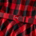 Family Matching Red Plaid Belted Tank Dresses and Spliced Long-sleeve Polo Shirts Sets ColorBlock image 3