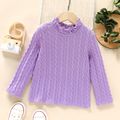 Toddler Girl Mock Neck Solid Color Textured Long-sleeve Tee Purple image 1