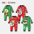 Looney Tunes Baby Boy/Girl Christmas Graphic Long-sleeve Zipper Jumpsuit Red image 2