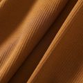 2pcs Kid Girl Solid Color Long-sleeve Dress amd Leopard Print Fleece Vest Set Apricot brown image 5