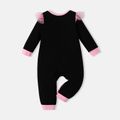 Barbie Baby Girl 95% Cotton Long-sleeve Mesh Ruffle Trim Graphic Jumpsuit Black image 5