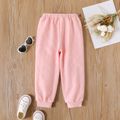 Toddler Girl Basic Solid Color Heart Embroidered Elasticized Pants Pink image 3