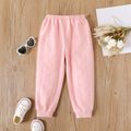 Toddler Girl Basic Solid Color Heart Embroidered Elasticized Pants Pink image 1