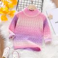 Toddler Girl Sweet Textured Stand Collar Gradient Color Sweater Multi-color image 1