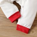 Christmas 2pcs Baby Boy Letter Print Striped Long-sleeve Jumpsuit with Hat Set REDWHITE image 4