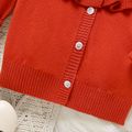 Baby Girl Solid Knitted Layered Ruffle Trim Long-sleeve Button Front Cardigan Sweater Red image 4