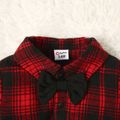 Baby Boy Bow Front Red Plaid Long-sleeve Romper PLAID image 3