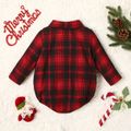 Baby Boy Bow Front Red Plaid Long-sleeve Romper PLAID image 2
