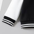 2pcs Baby Boy Letter Embroidered Long-sleeve Bomber Jacket and Sweatpants Set BlackandWhite image 4