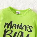 2pcs Baby Boy Letter Print Long-sleeve Waffle Sweatshirt and Sweatpants Set LimeGreen image 4