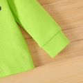2pcs Baby Boy Letter Print Long-sleeve Waffle Sweatshirt and Sweatpants Set LimeGreen image 5