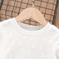 Toddler Girl Solid Color Bowknot Textured Pullover Sweatshirt White image 5