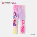 Barbie Kid Girl Character Letter Print Tie Dyed Elasticized Leggings Multi-color image 1