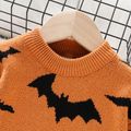 Toddler Boy/Girl Playful Halloween Graphic Orange Knit Sweater Orange