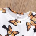 2pcs Toddler Girl Butterfly Print Ruffled Long-sleeve Tee and Flared Pants Set YellowBrown