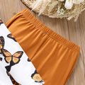 2pcs Toddler Girl Butterfly Print Ruffled Long-sleeve Tee and Flared Pants Set YellowBrown image 5