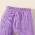 Baby Girl 100% Cotton 3pcs Crepe Ruffle Decor Long-sleeve Top and Pants with Hat Purple Set Light Purple image 5