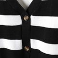 Kid Boy/Kid Girl Stripe Button Design Cardigan Sweater Black/White image 3