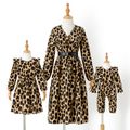 Mommy and Me Allover Leopard Print Long-sleeve Dress with Faux-Leather Belt ColorBlock