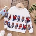 Toddler Boy Bear Print Pullover Sweatshirt White