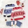 Toddler Boy/Girl Preppy style Snowflake Pattern Fleece Pullover Sweatshirt Red image 2