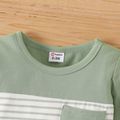 Baby Boy/Girl 95% Cotton Long-sleeve Striped Colorblock Jumpsuit Green image 3