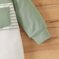 Baby Boy/Girl 95% Cotton Long-sleeve Striped Colorblock Jumpsuit Green image 4
