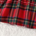 Baby Girl Red Faux-two Long-sleeve Ruffle Trim Bow Front Plaid Dress Red image 5