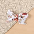 2pcs Baby Girl Allover Animal Print Ruffle Long-sleeve Bow Front Spliced Mesh Romper with Headband Set Apricot brown