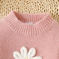 Baby Girl Flower Design Long-sleeve Knitted Pullover Sweater Pink image 3