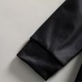 2pcs Kid Boy Painting Print Colorblock Long-sleeve Tee and Pants Set Black