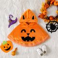 Halloween Baby Girl Pumpkin Graphic Hooded Fleece Cloak Orange image 1