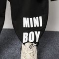 2pcs Toddler Boy Trendy Letter Print Colorblock Sweatshirt and Pants Set Black image 3