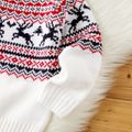 Christmas Deer Pattern Mock Neck Long-sleeve Knitted Sweater for Mom and Me BlackandWhite image 5