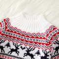 Christmas Deer Pattern Mock Neck Long-sleeve Knitted Sweater for Mom and Me BlackandWhite image 3