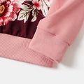 Pink Raglan-sleeve Spliced Floral Print Sweatshirts for Mom and Me Pink