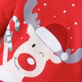 Christmas 2pcs Baby Boy Long-sleeve Deer Graphic Romper and Allover Print Pants Set Red-2 image 4