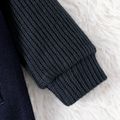 Baby Girl Knitted Long-sleeve Spliced Lapel Neck Double Breasted Coat Deep Blue